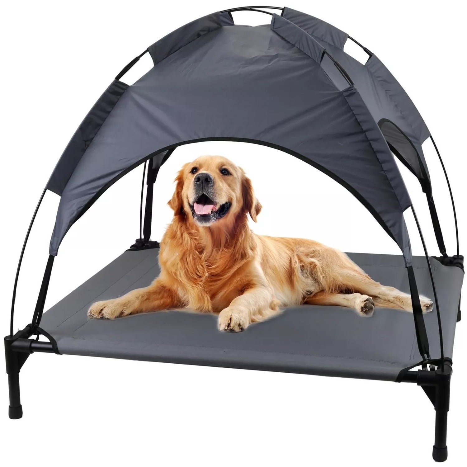 Large Raised Dog Bed Puppy Pet Cot Elevated Tent - Grey