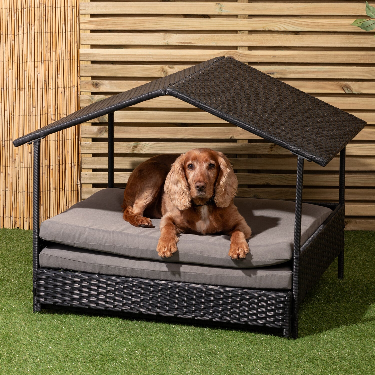 Extendable Canopy Pet Bed - Grey