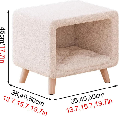 Cat House Side Table with Solid Wood Legs Indoor