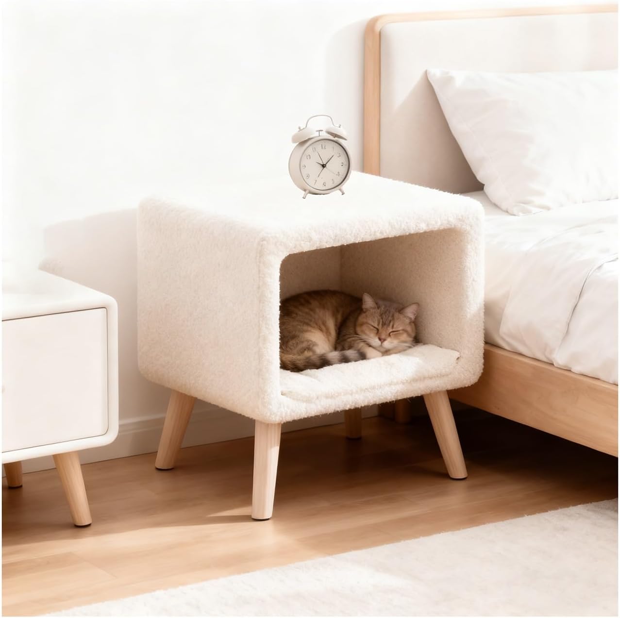 Cat House Side Table with Solid Wood Legs Indoor