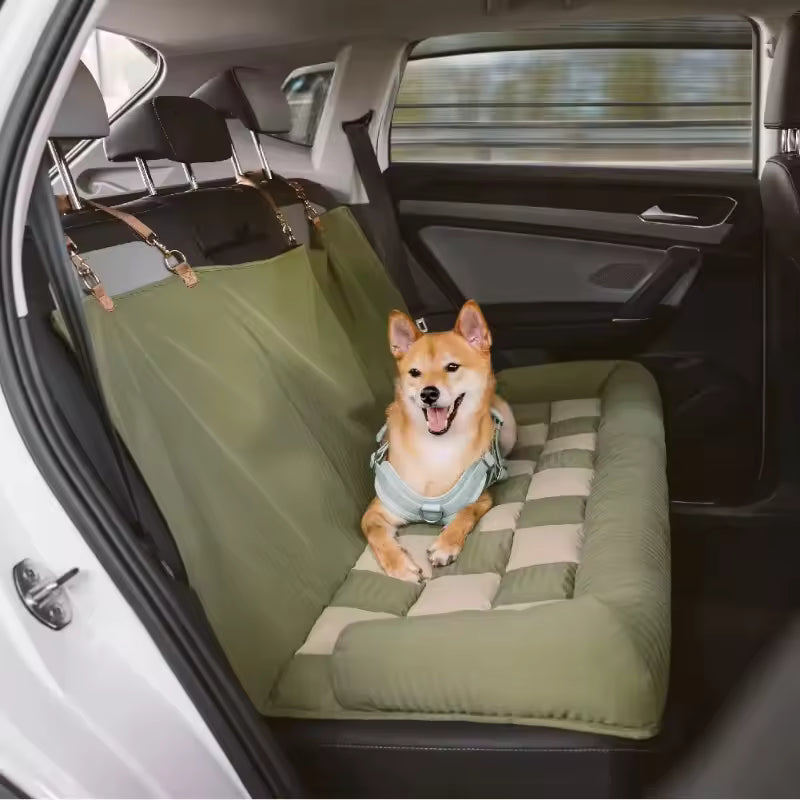 Faux Leather Dog Double Car Seat  with Safety Buckle