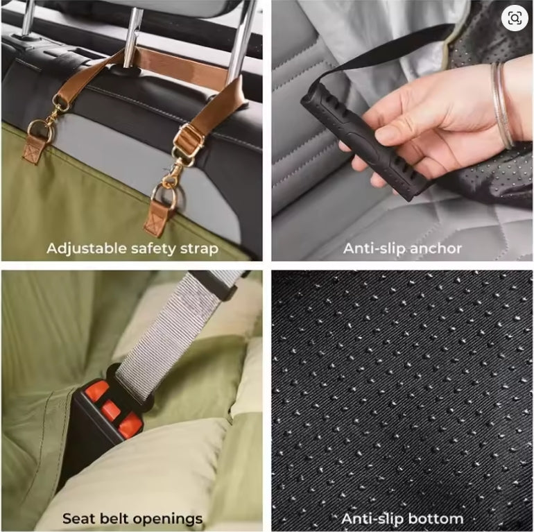 Faux Leather Dog Double Car Seat  with Safety Buckle